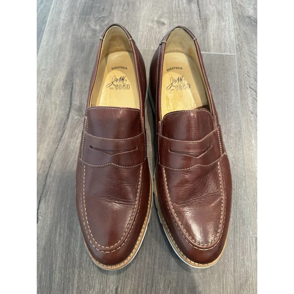Johnston & Murphy Martell Penny Loafers 9.5 M Mahogany Brown Leather 27-3114